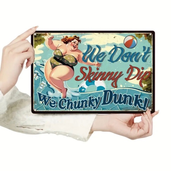 We Don’t Skinny Dip Funny Retro Pool Metal Tin Wall Sign - Picture 1 of 6